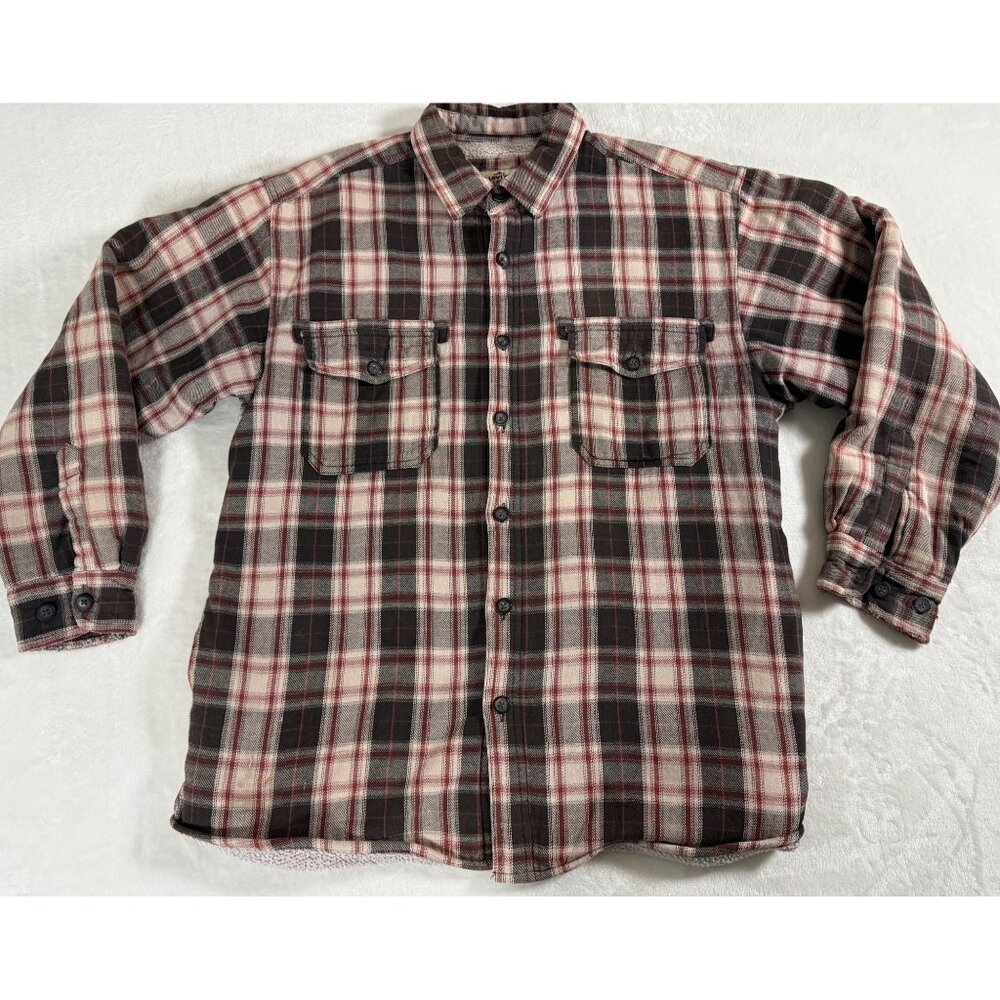 Levi’s Sherpa Lined Flannel Shirt Jacket Men’s L Plaid Workwear Y2K Grunge